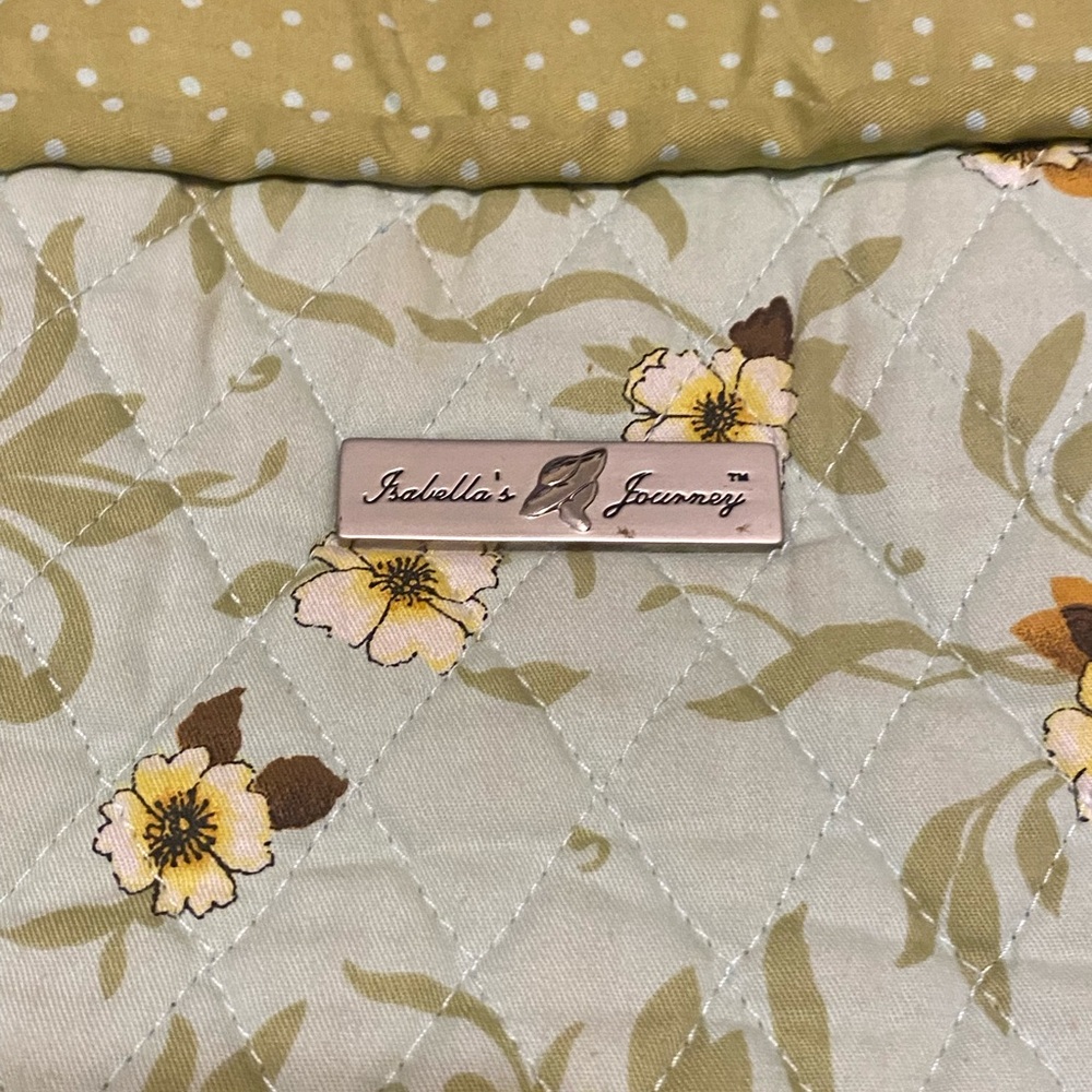 Isabella's Journey Green Blue Floral Quilted Tote Bag Rope Handle‎ EUC - Picture 2 of 5